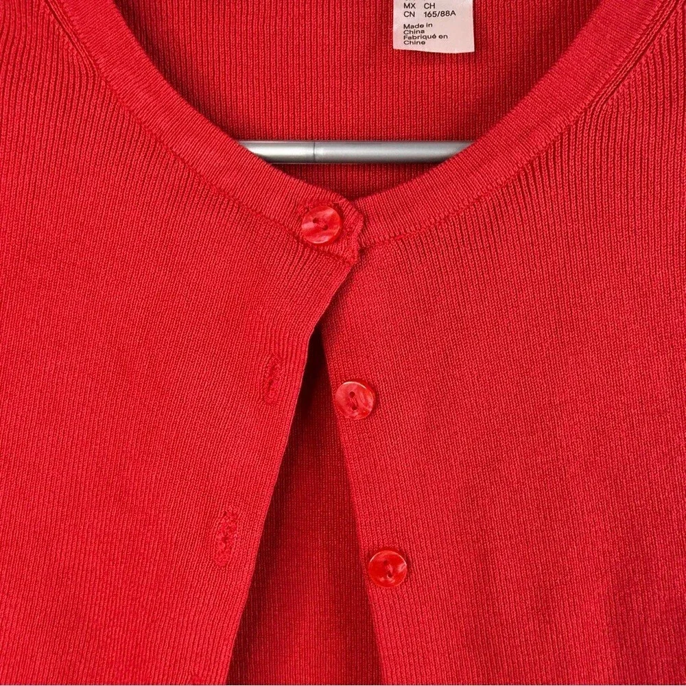 Divided cardigan, T-shirt, bright Red Short Sleeve Button Down Shirt